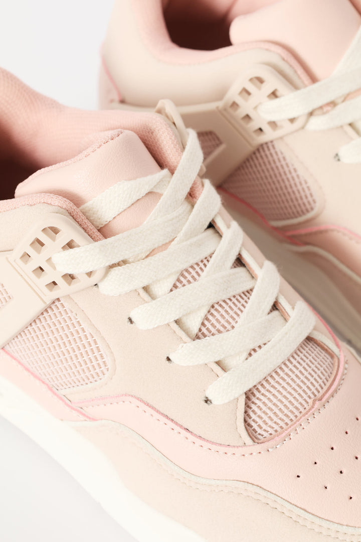 Girls Bubble Sole Hitop Sneaker - Pink/Stone