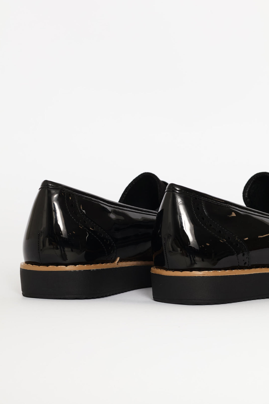 Multi-Fabric Loafer With Punch Hole Detail - Black