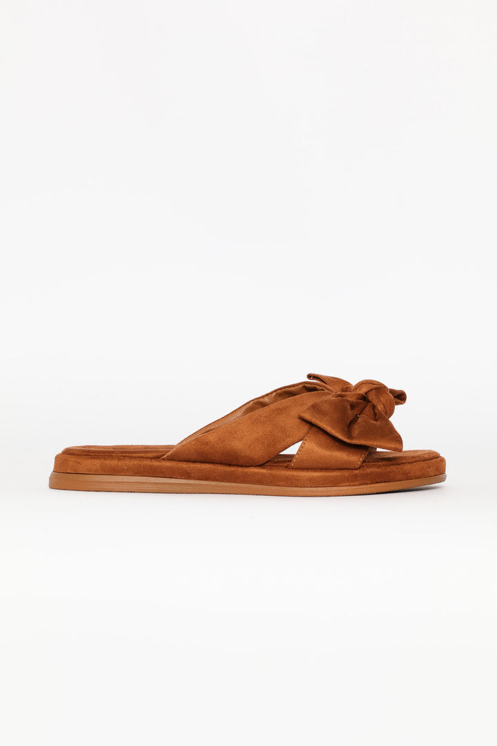 Comfort Sandal With Crosstrap Bow Detail - Tan