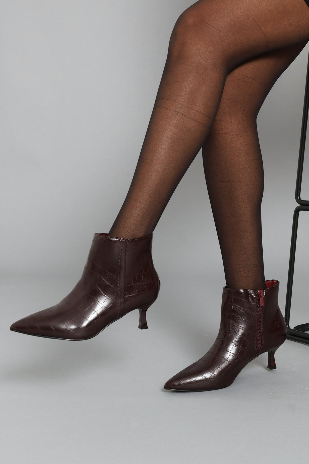 Croc Ankle Boot - Burgundy