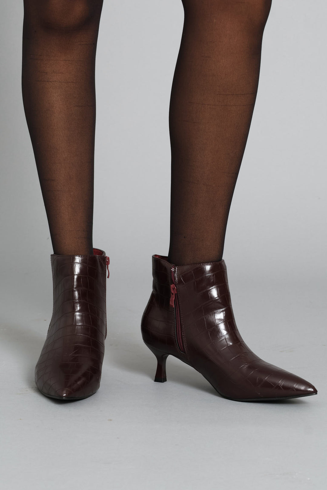 Croc Ankle Boot - Burgundy