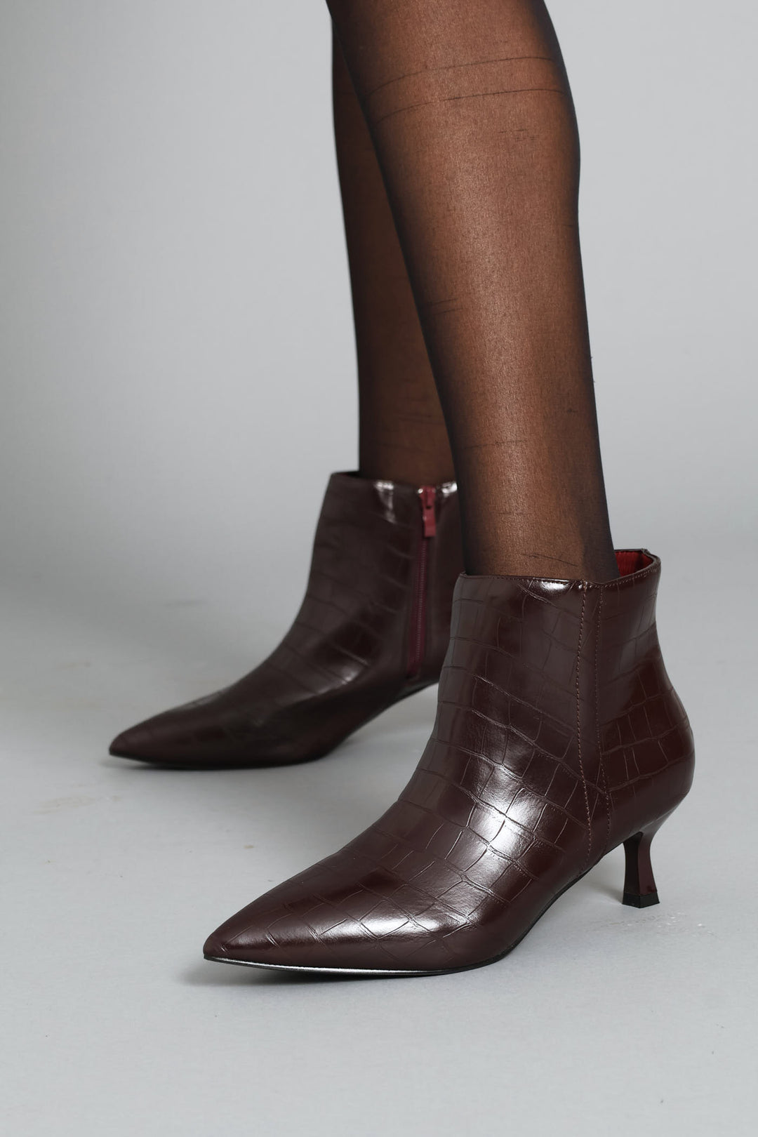 Croc Ankle Boot - Burgundy