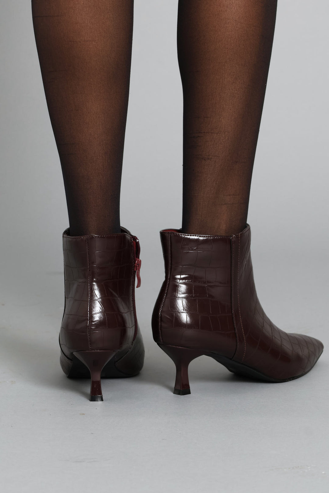 Croc Ankle Boot - Burgundy