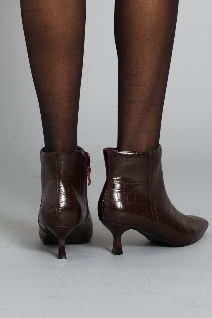 Croc Ankle Boot - Burgundy