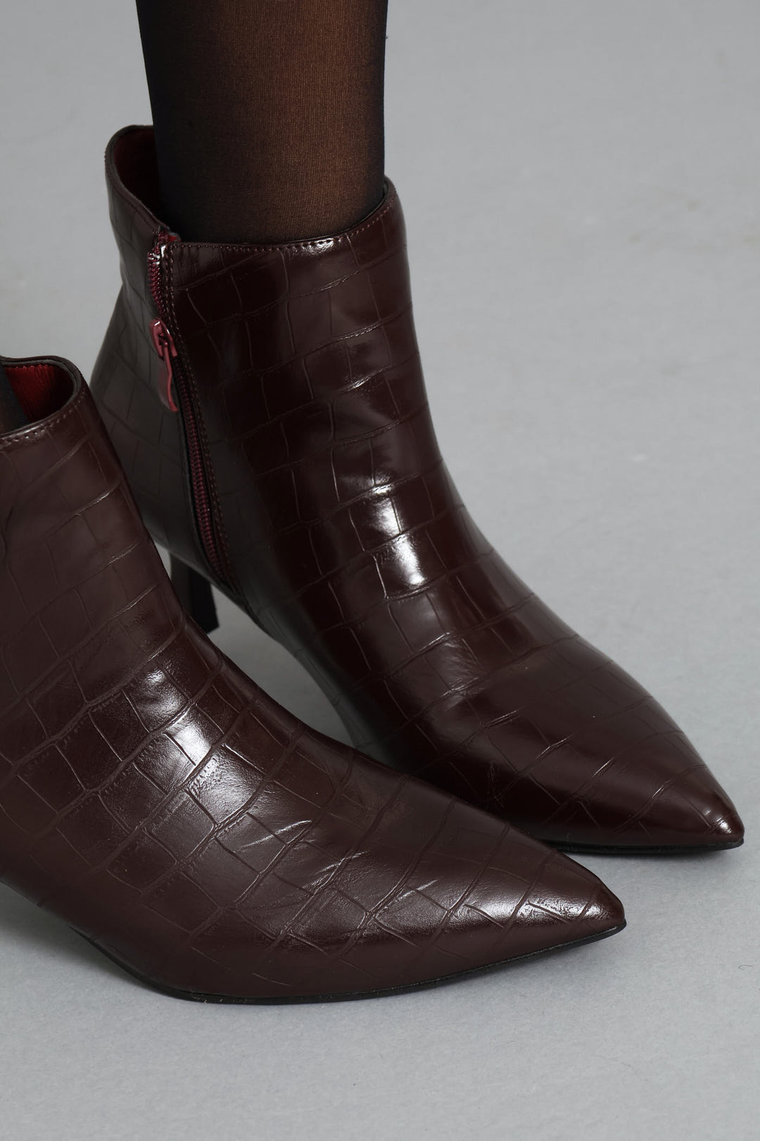 Croc Ankle Boot - Burgundy