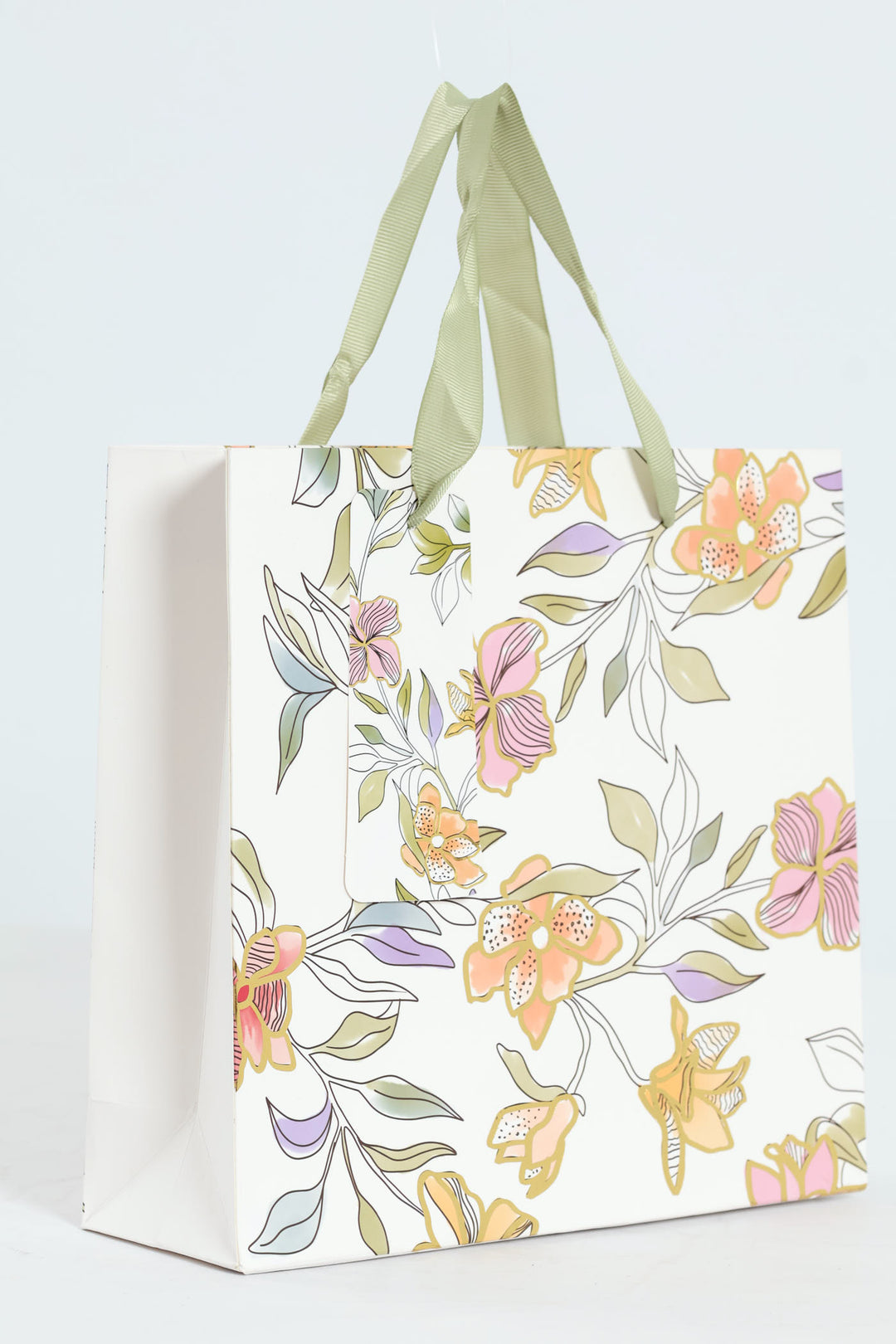 Small Foliage Foil Print Gift Bag - White
