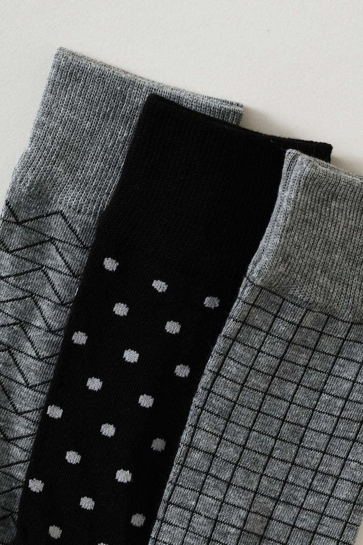 3 Pack Fashion Anklet Socks - Black/Grey
