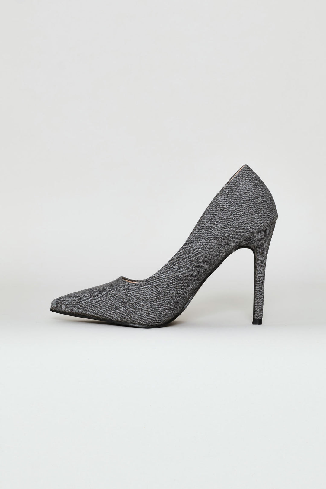 Tweed Pointy Stiletto Heel - Grey