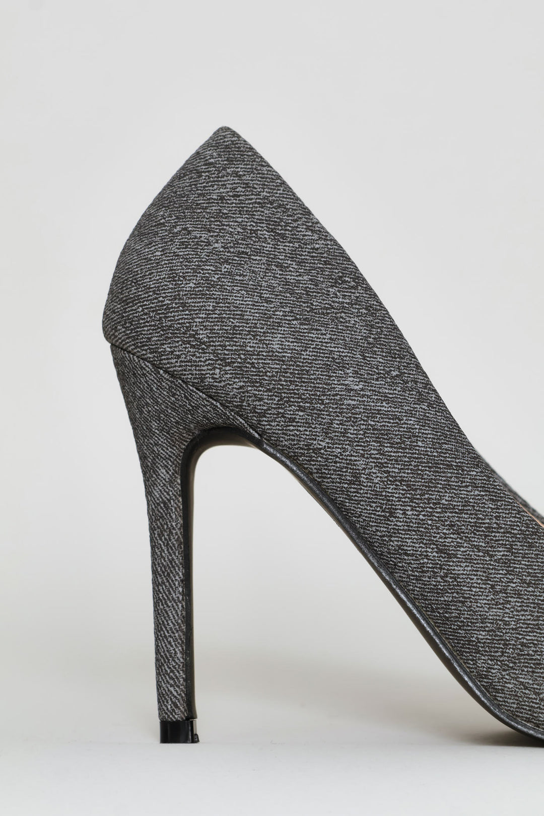 Tweed Pointy Stiletto Heel - Grey