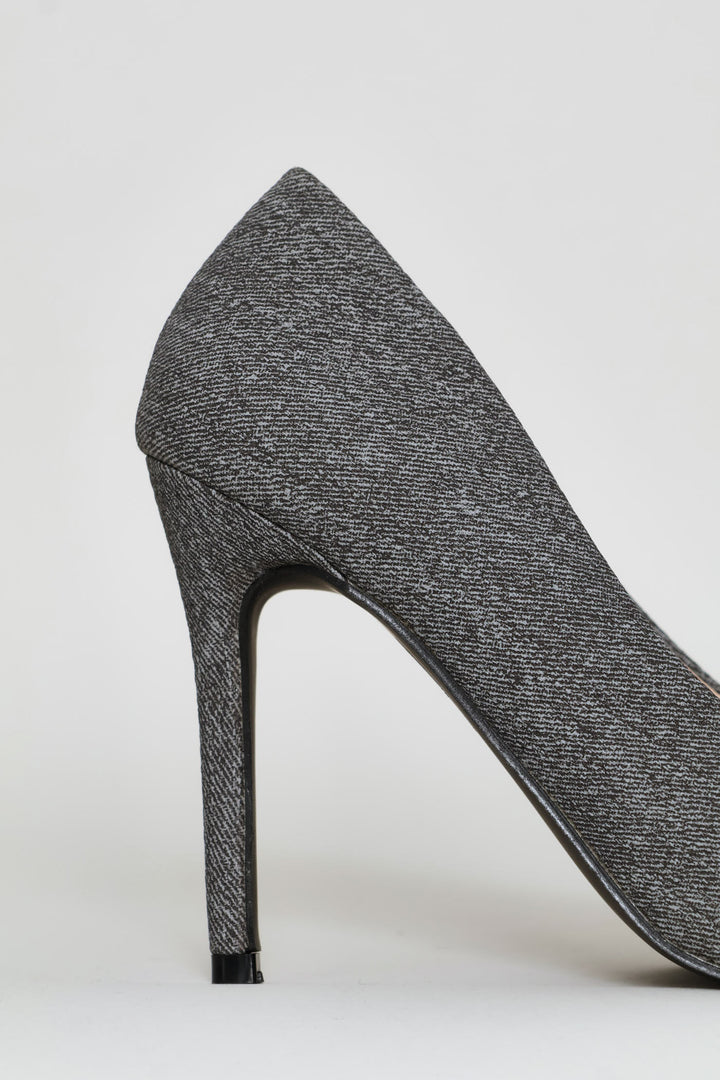 Tweed Pointy Stiletto Heel - Grey
