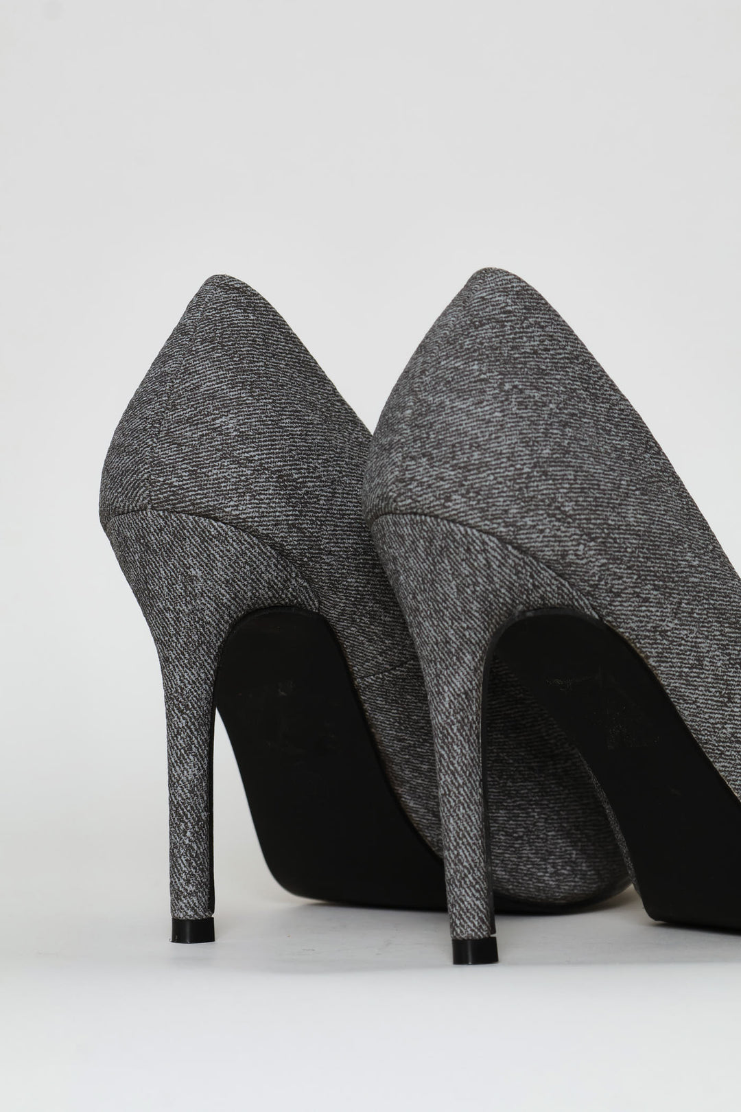 Tweed Pointy Stiletto Heel - Grey
