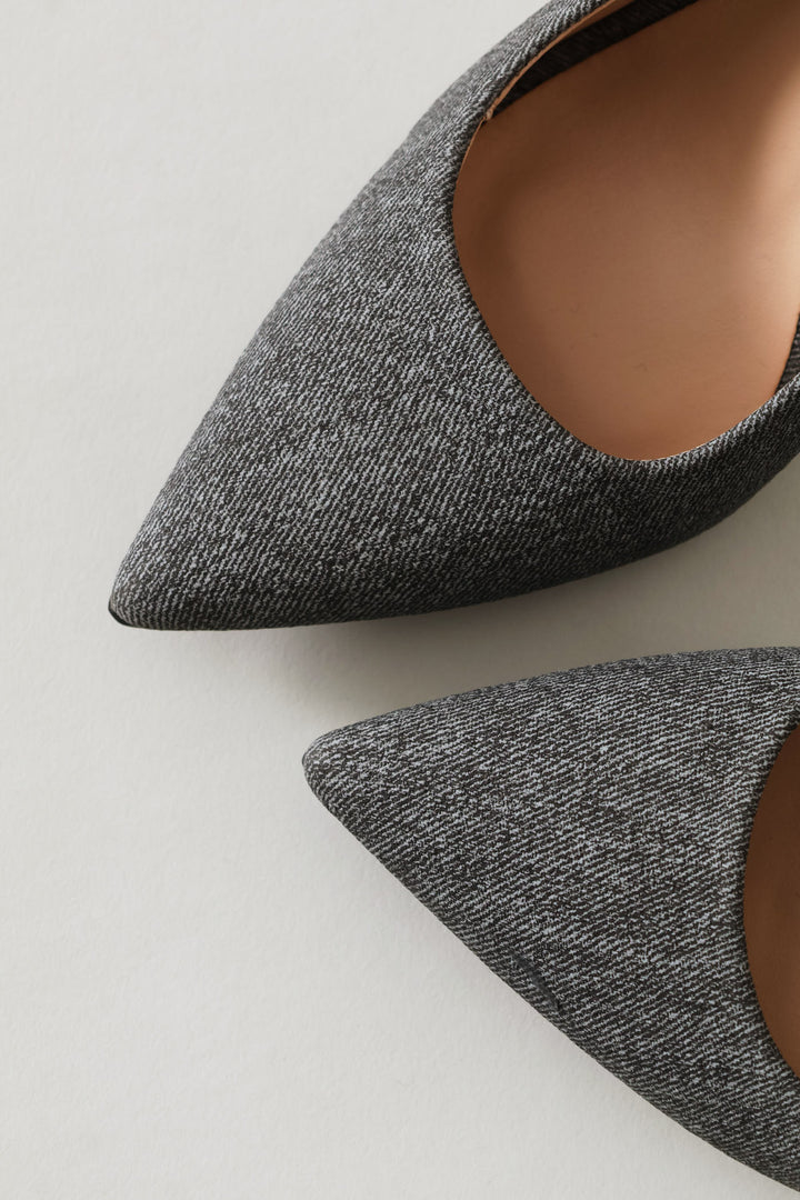 Tweed Pointy Stiletto Heel - Grey