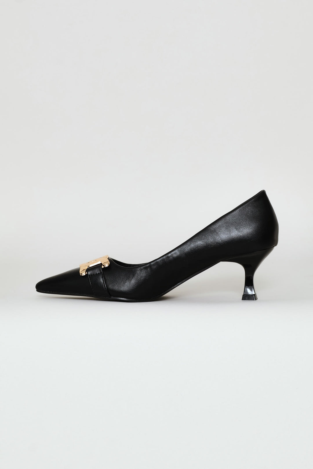 Thick Chain Trim Court Heel - Black