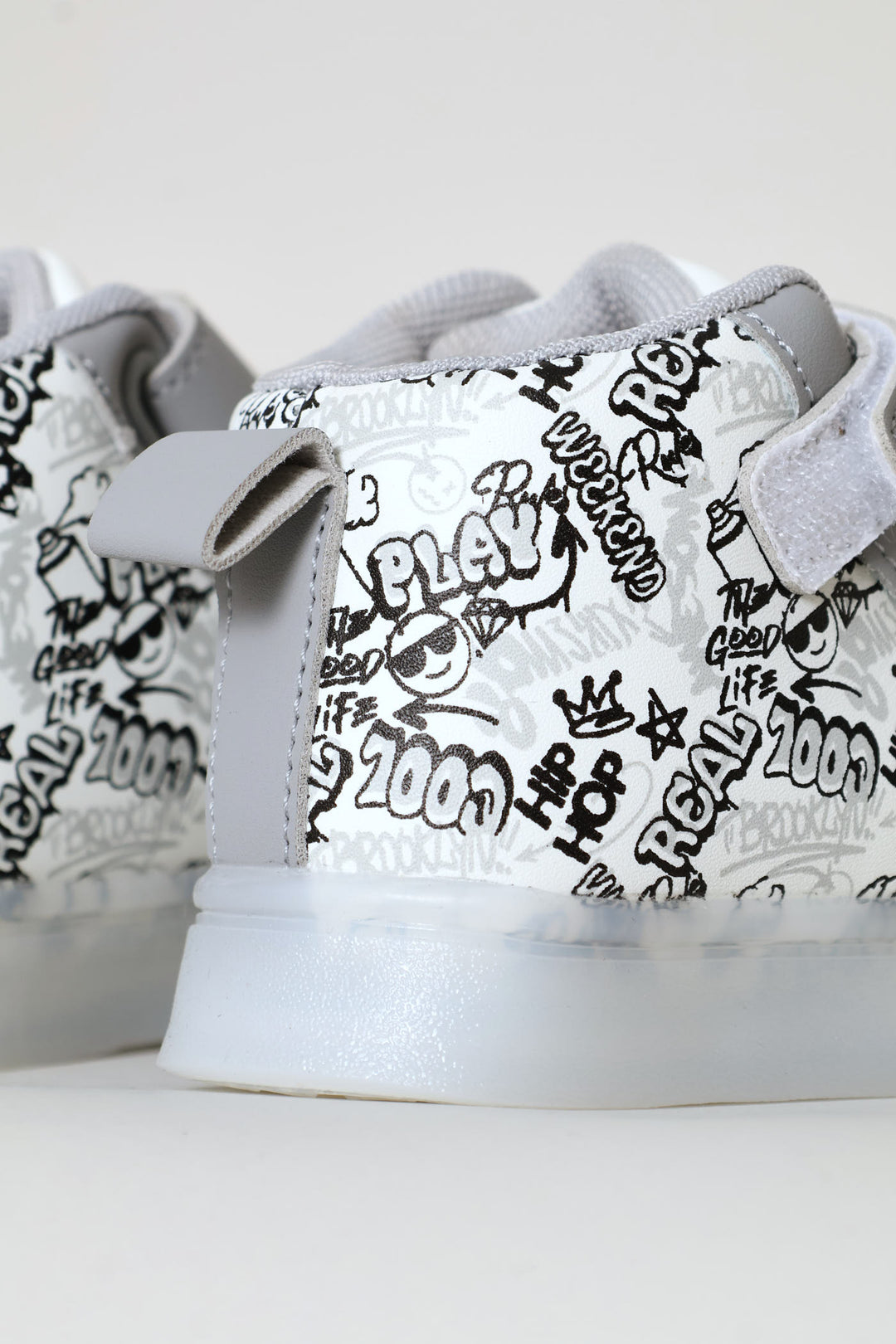 Pre-Boys Graffiti Lace Up Hitop Sneaker - White