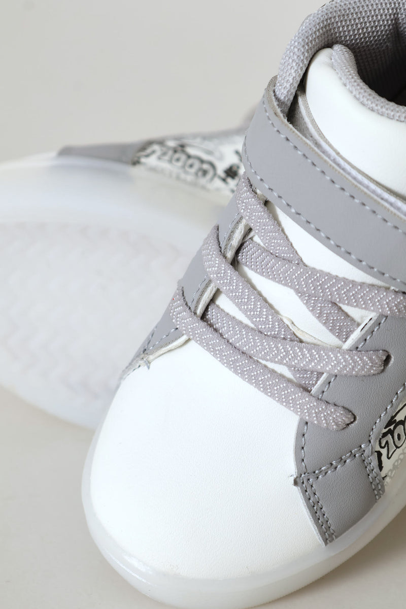 Pre-Boys Graffiti Lace Up Hitop Sneaker - White