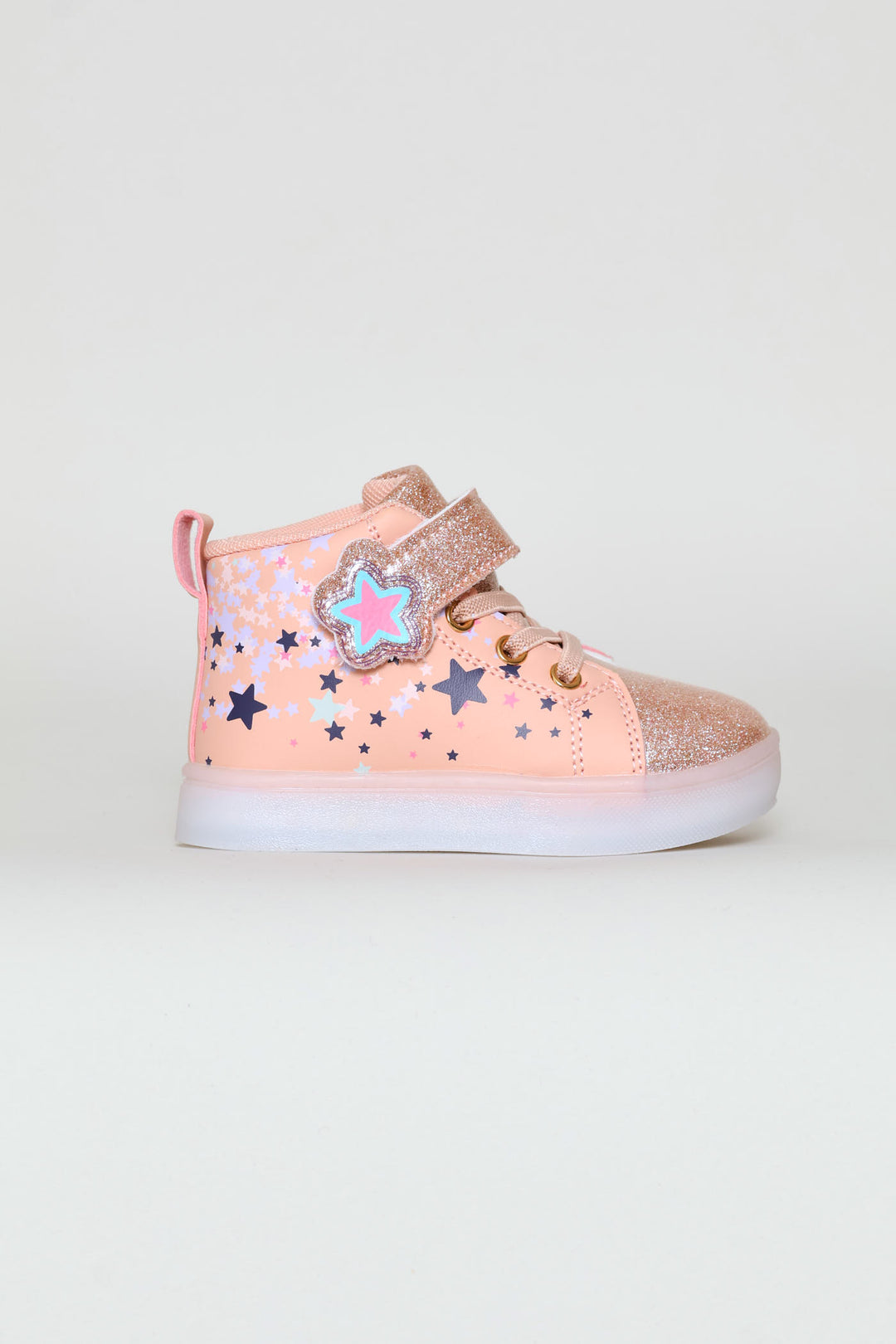 Pre-Girls Star Lightup Hitop Sneaker - Peach