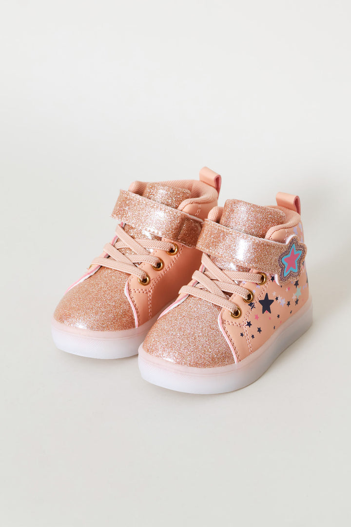 Pre-Girls Star Lightup Hitop Sneaker - Peach