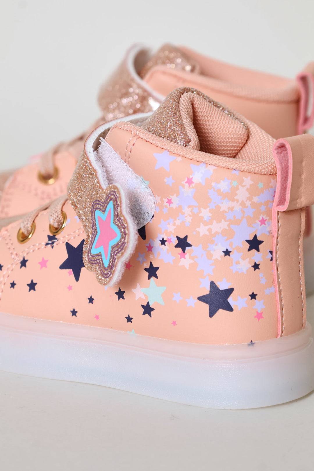 Pre-Girls Star Lightup Hitop Sneaker - Peach