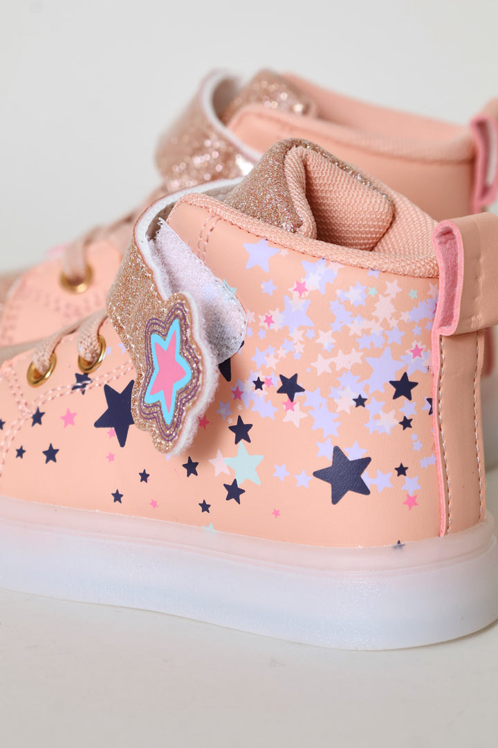 Pre-Girls Star Lightup Hitop Sneaker - Peach