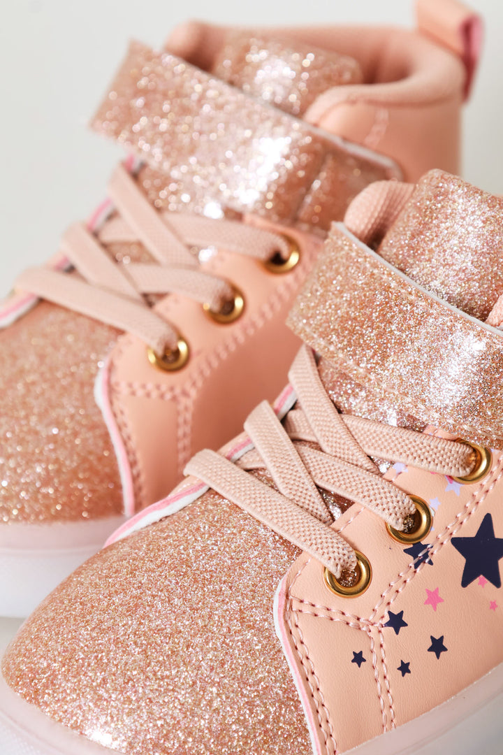 Pre-Girls Star Lightup Hitop Sneaker - Peach