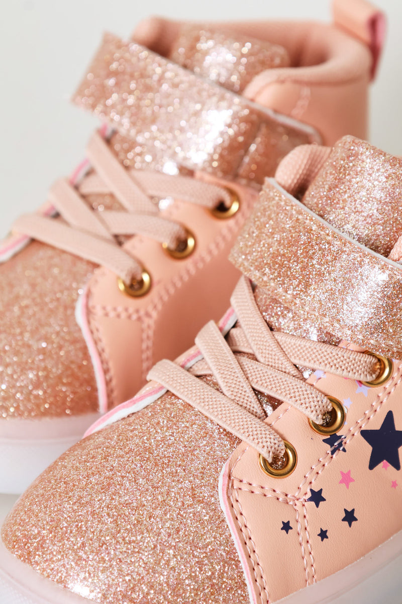 Pre-Girls Star Lightup Hitop Sneaker - Peach