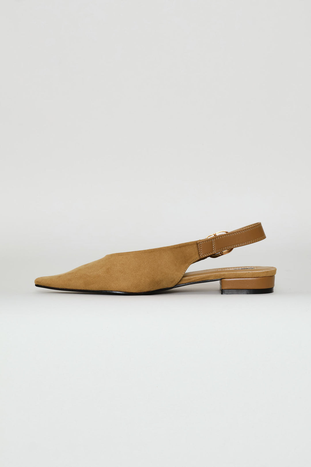 Multi Fabric V-Cut Pointy Mule Slingback - Tan