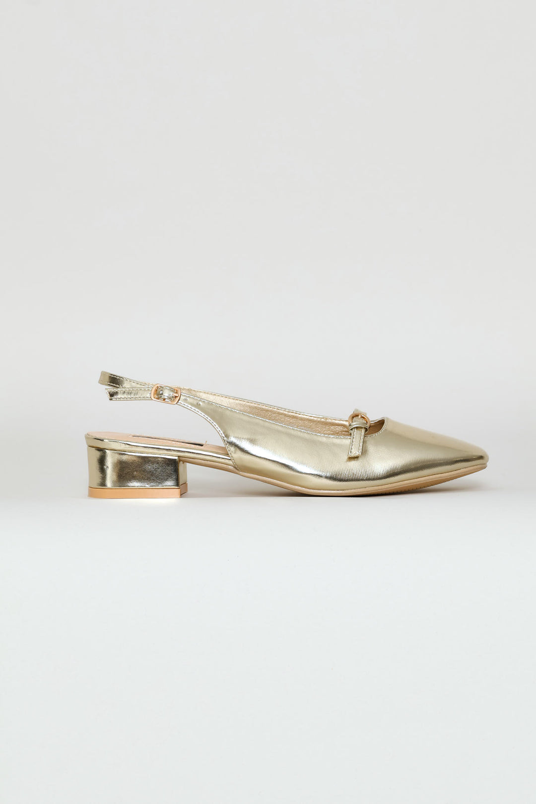 Square Toe Mary-Jane Slingback - Gold