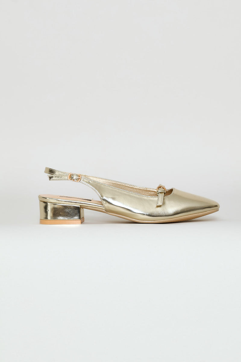 Square Toe Mary-Jane Slingback - Gold