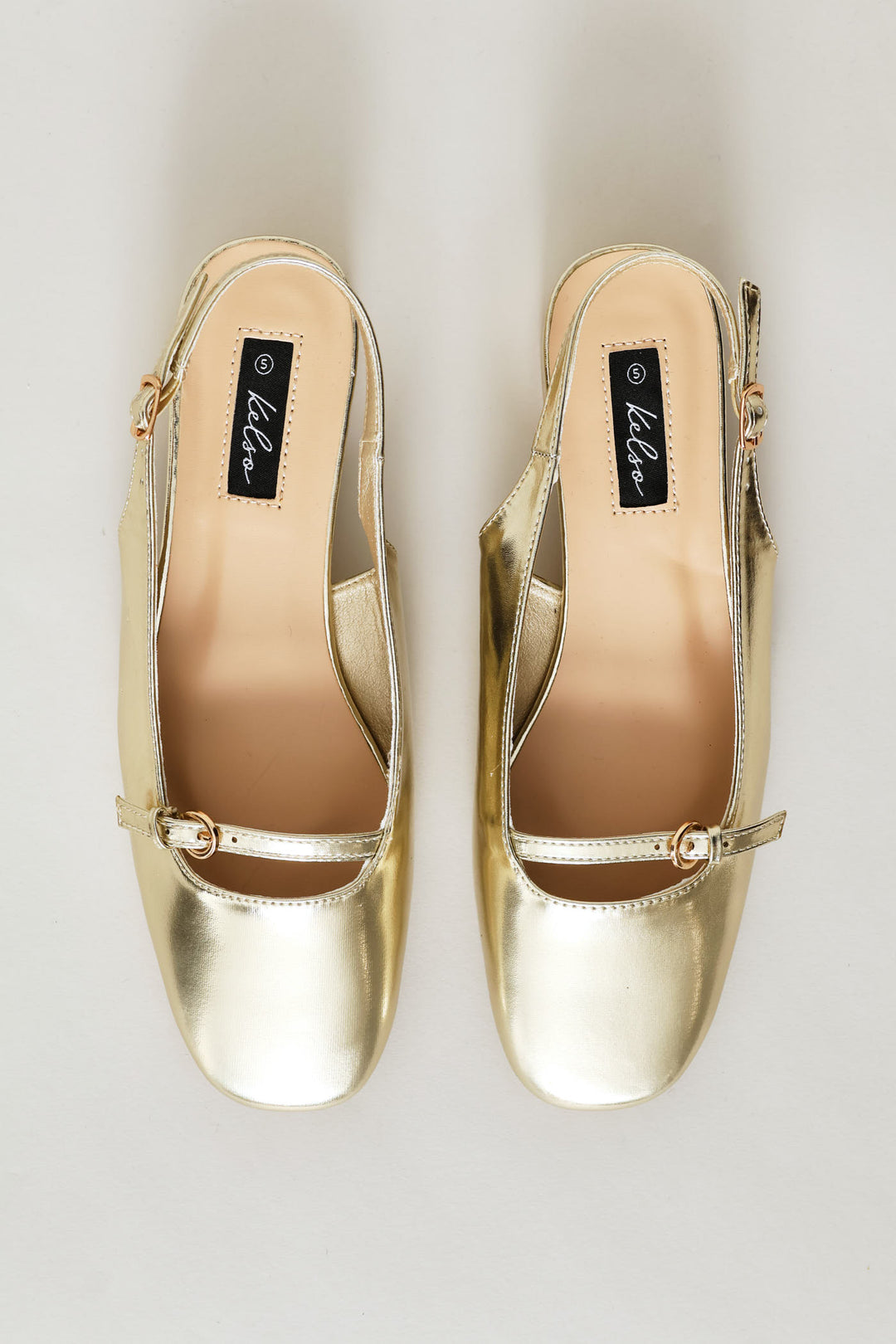 Square Toe Mary-Jane Slingback - Gold