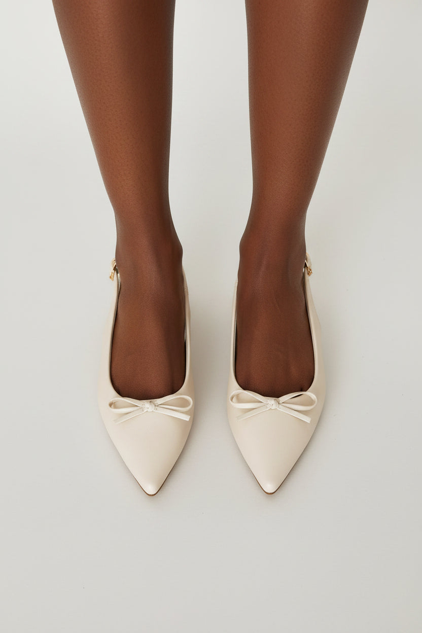 Dainty Bow Slingback - Off White