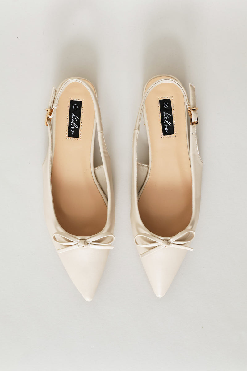 Dainty Bow Slingback - Off White