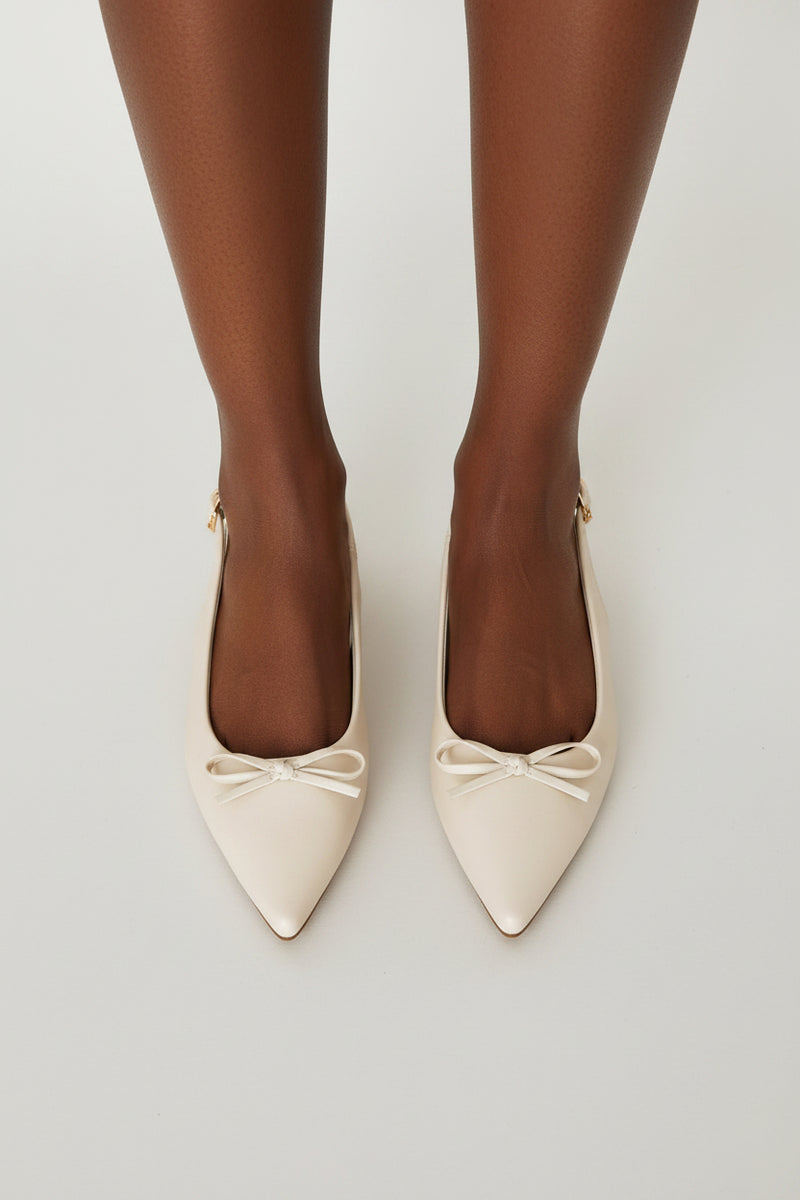 Dainty Bow Slingback - Off White