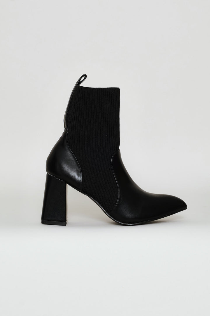 Thick Cable Sock Boot - Black