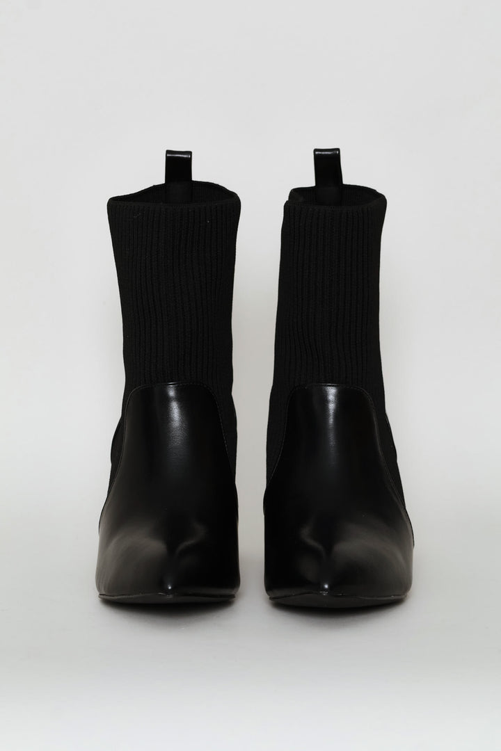 Thick Cable Sock Boot - Black
