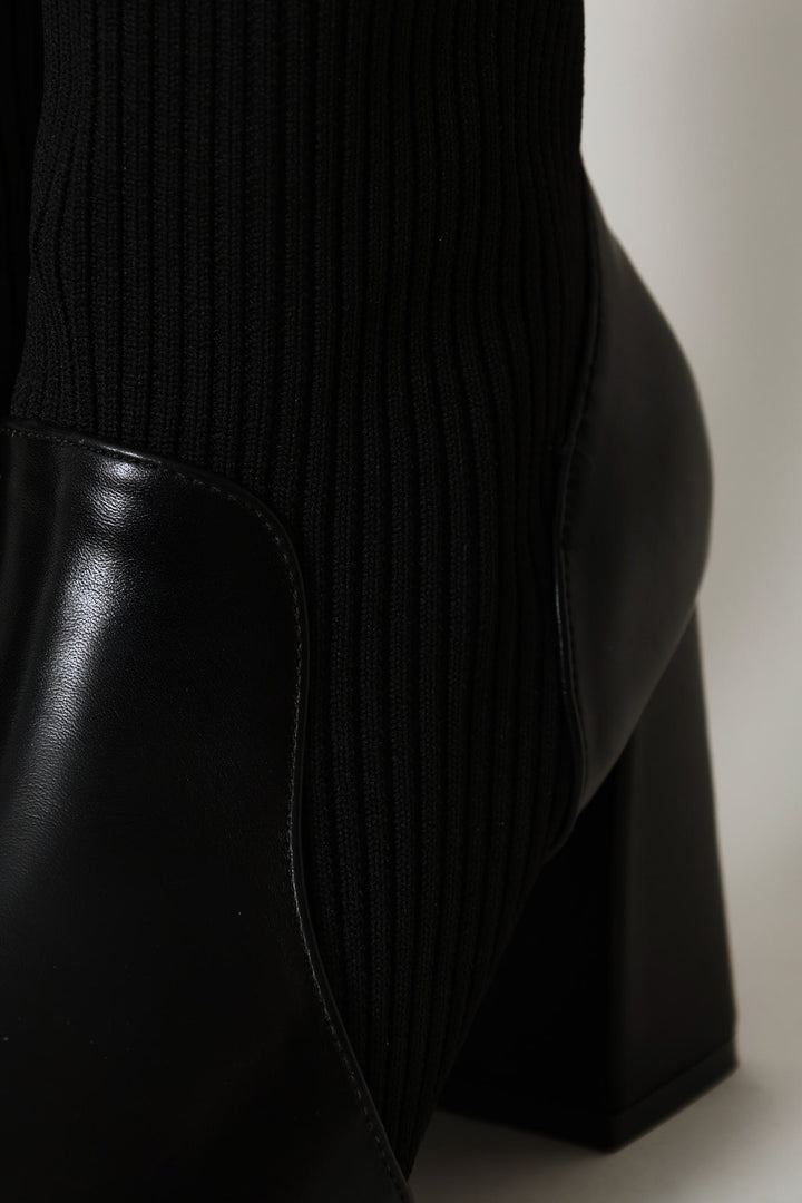 Thick Cable Sock Boot - Black