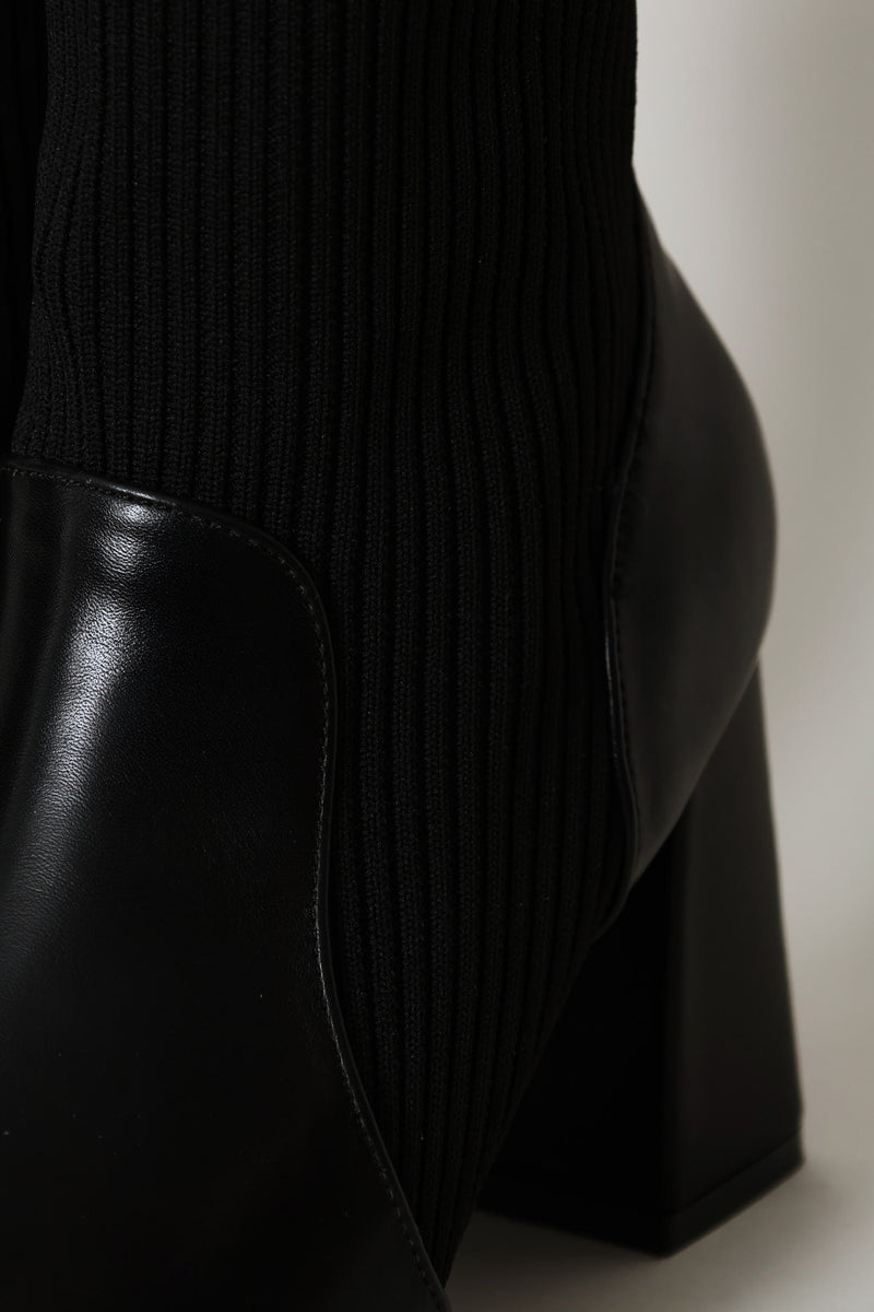 Thick Cable Sock Boot - Black