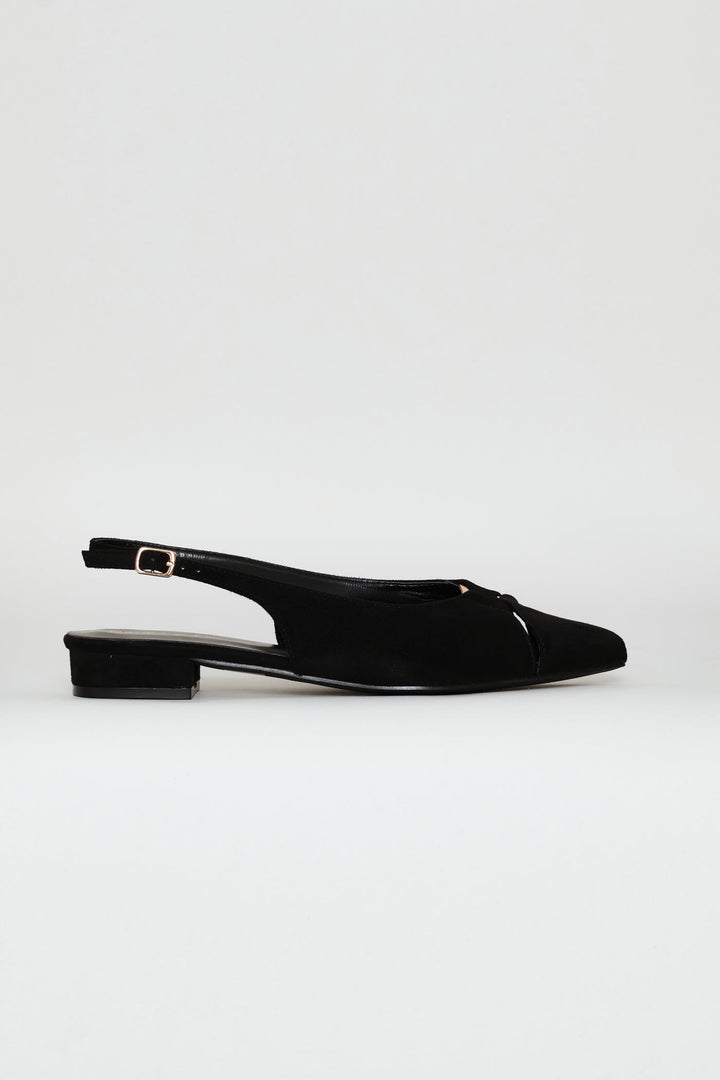 Minimal Trim Pointy Slingback - Black