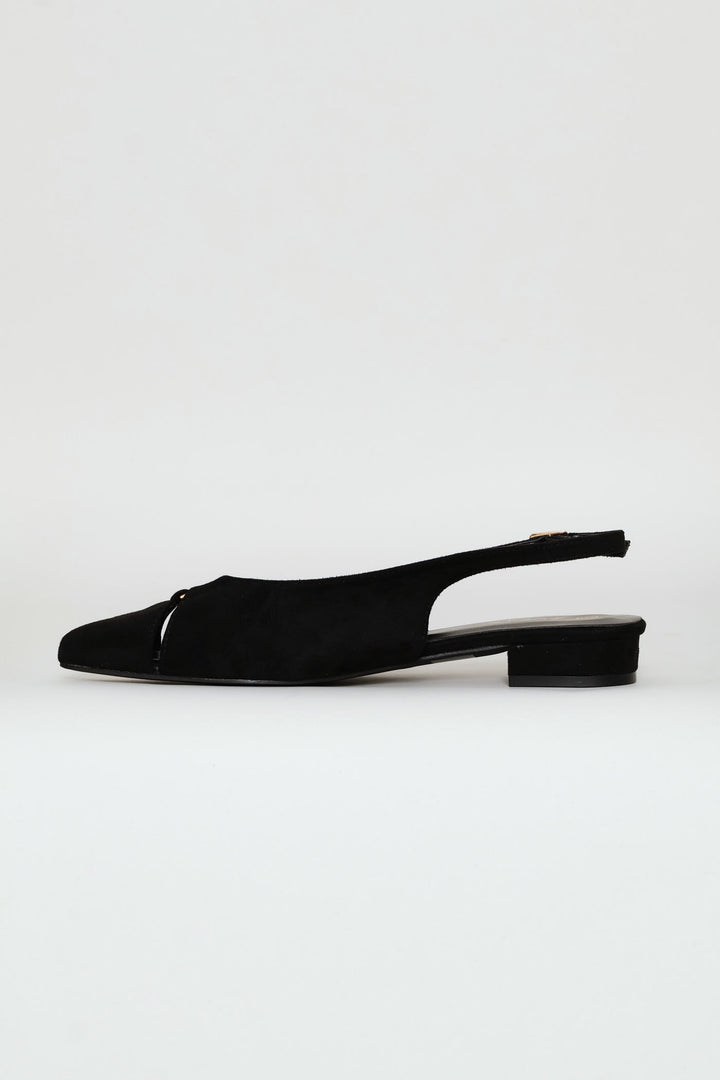 Minimal Trim Pointy Slingback - Black