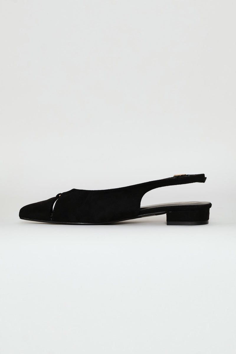 Minimal Trim Pointy Slingback - Black
