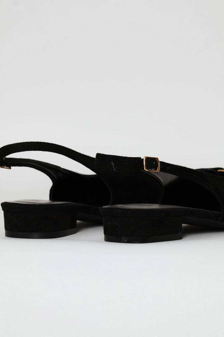 Minimal Trim Pointy Slingback - Black