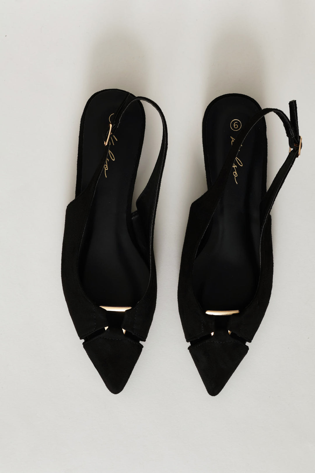 Minimal Trim Pointy Slingback - Black