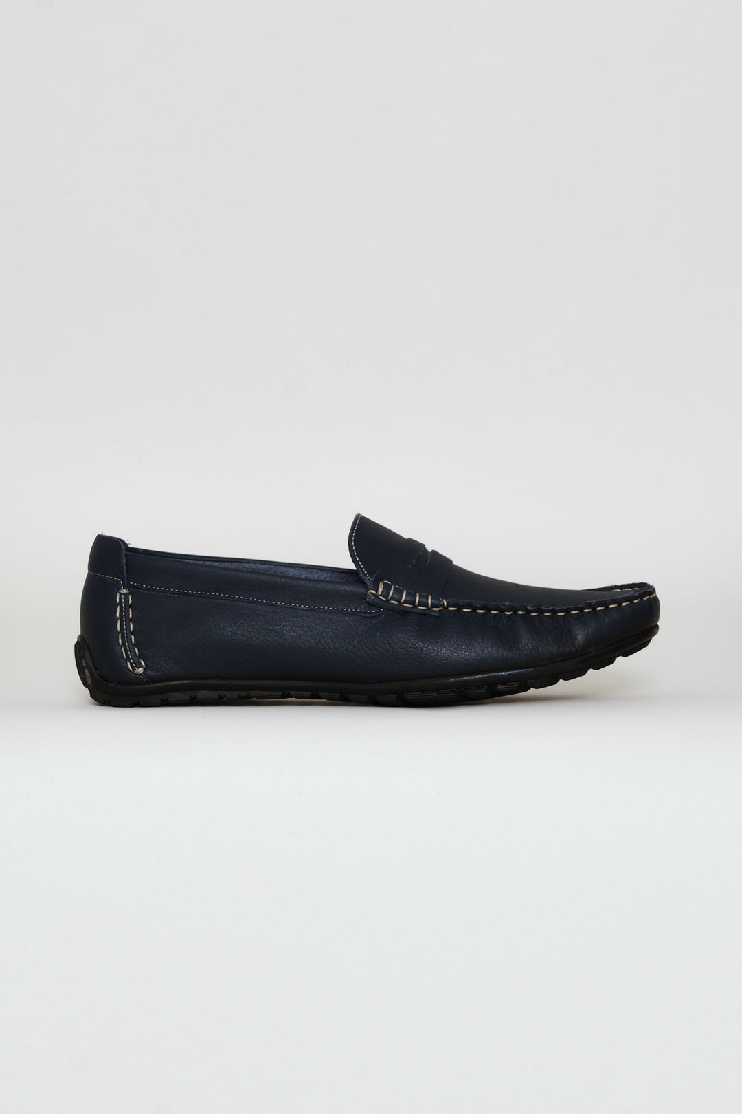 Leather Driver Penny Moccasin - Navy