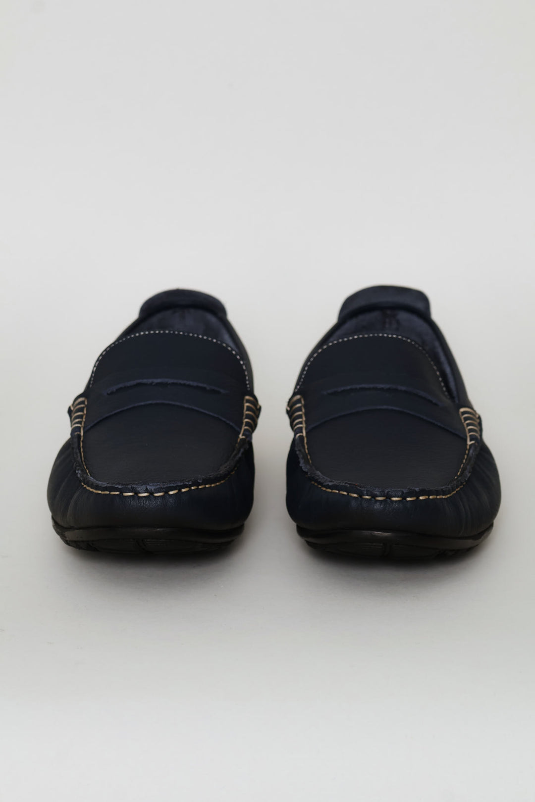 Leather Driver Penny Moccasin - Navy