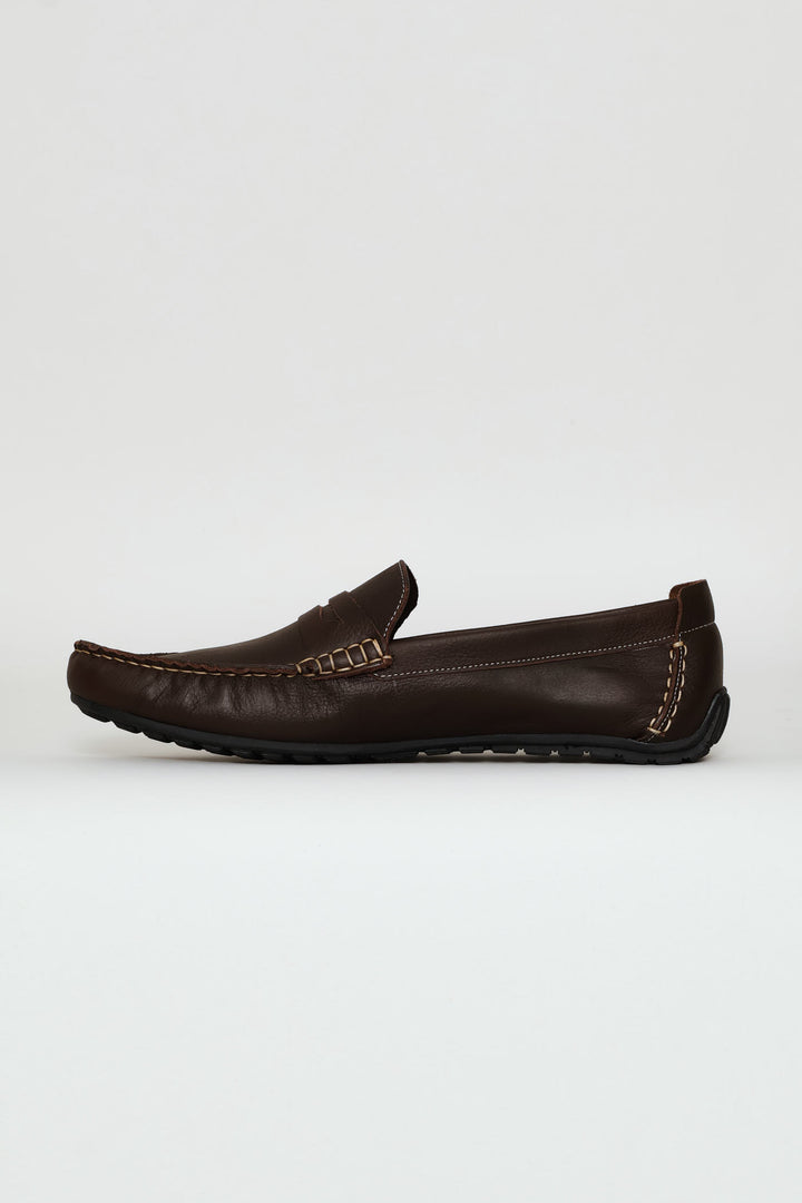 Leather Driver Penny Moccasin - Chocolate