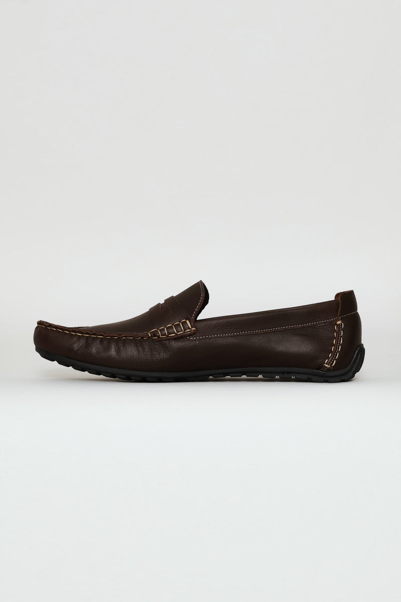 Leather Driver Penny Moccasin - Chocolate