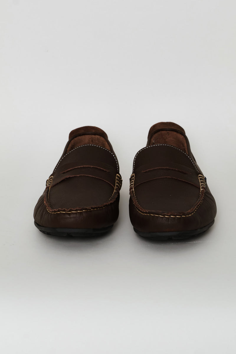 Leather Driver Penny Moccasin - Chocolate