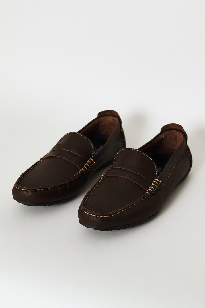 Leather Driver Penny Moccasin - Chocolate