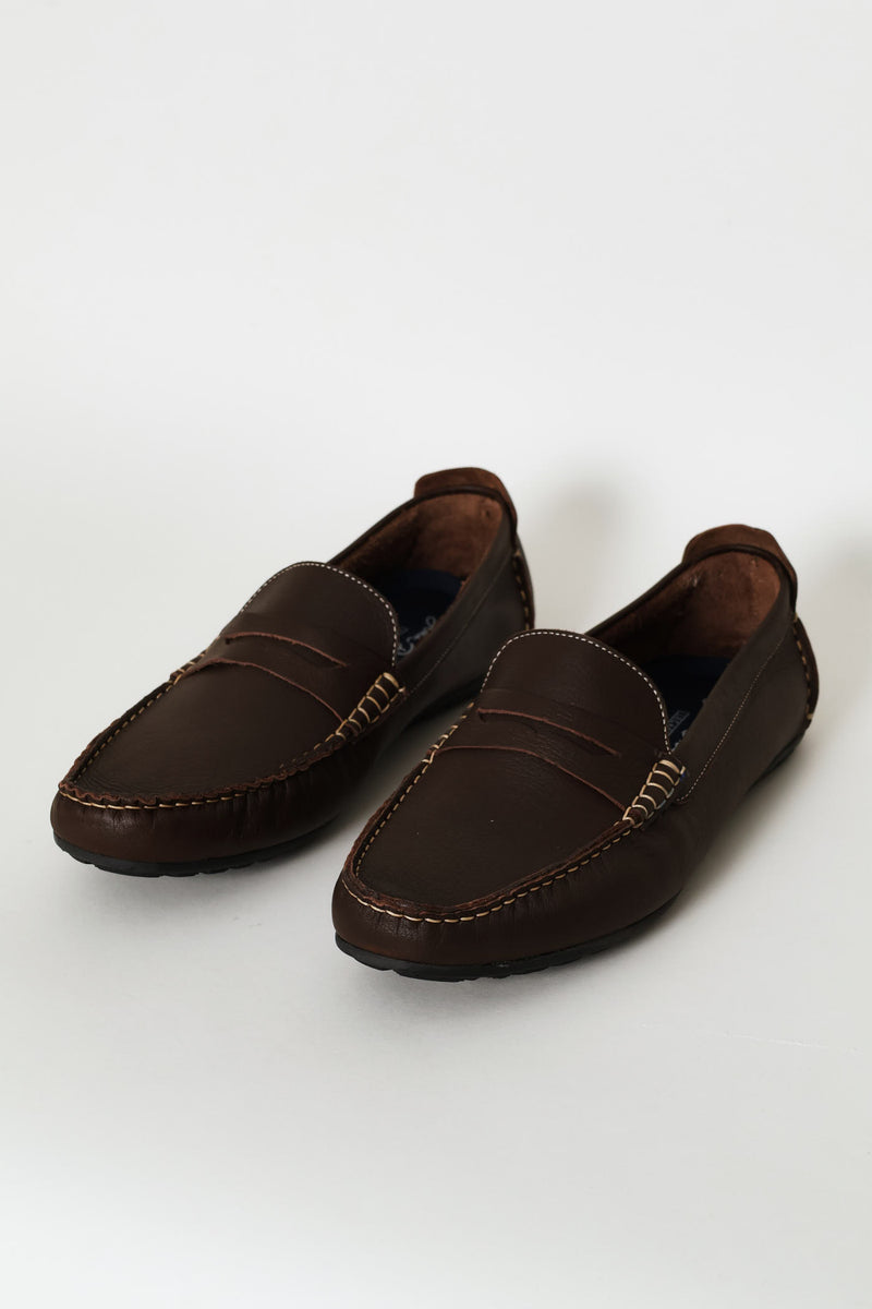 Leather Driver Penny Moccasin - Chocolate