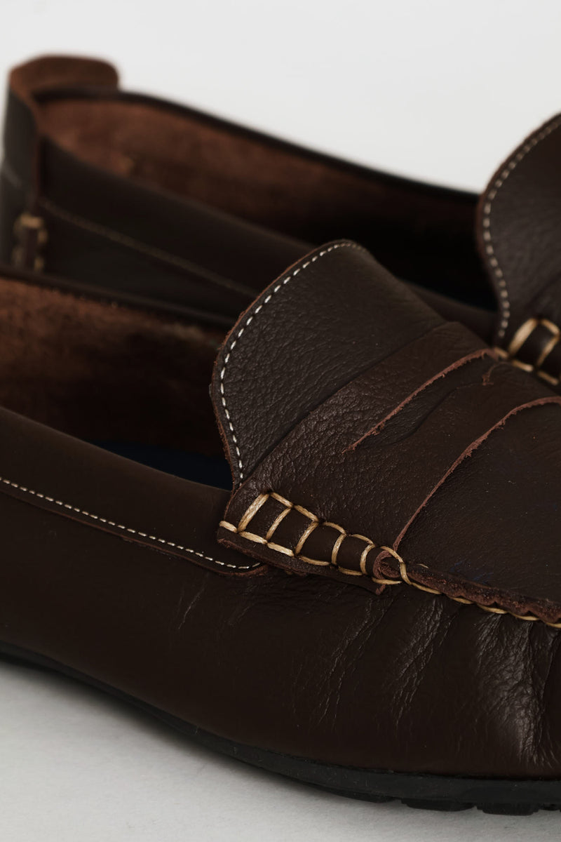 Leather Driver Penny Moccasin - Chocolate