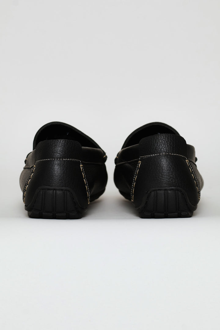 Leather Driver Penny Moccasin - Black